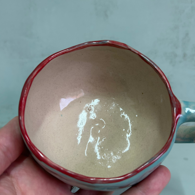 Taza verde agua con corazones rojos Mediana - Imagen 8